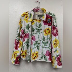 Ashish Sequin Floral Moto Jacket